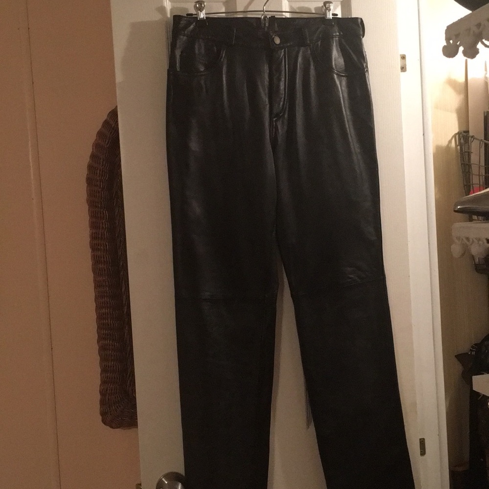 Siena Studio Black Leather Pants Trousers 10